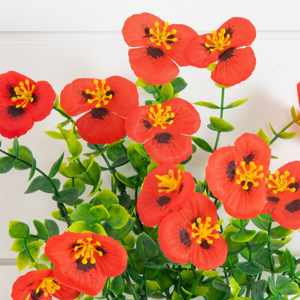 13in. UV Resistant Artificial Pansy Bush (Indoor/Outdoor) - Set of 12