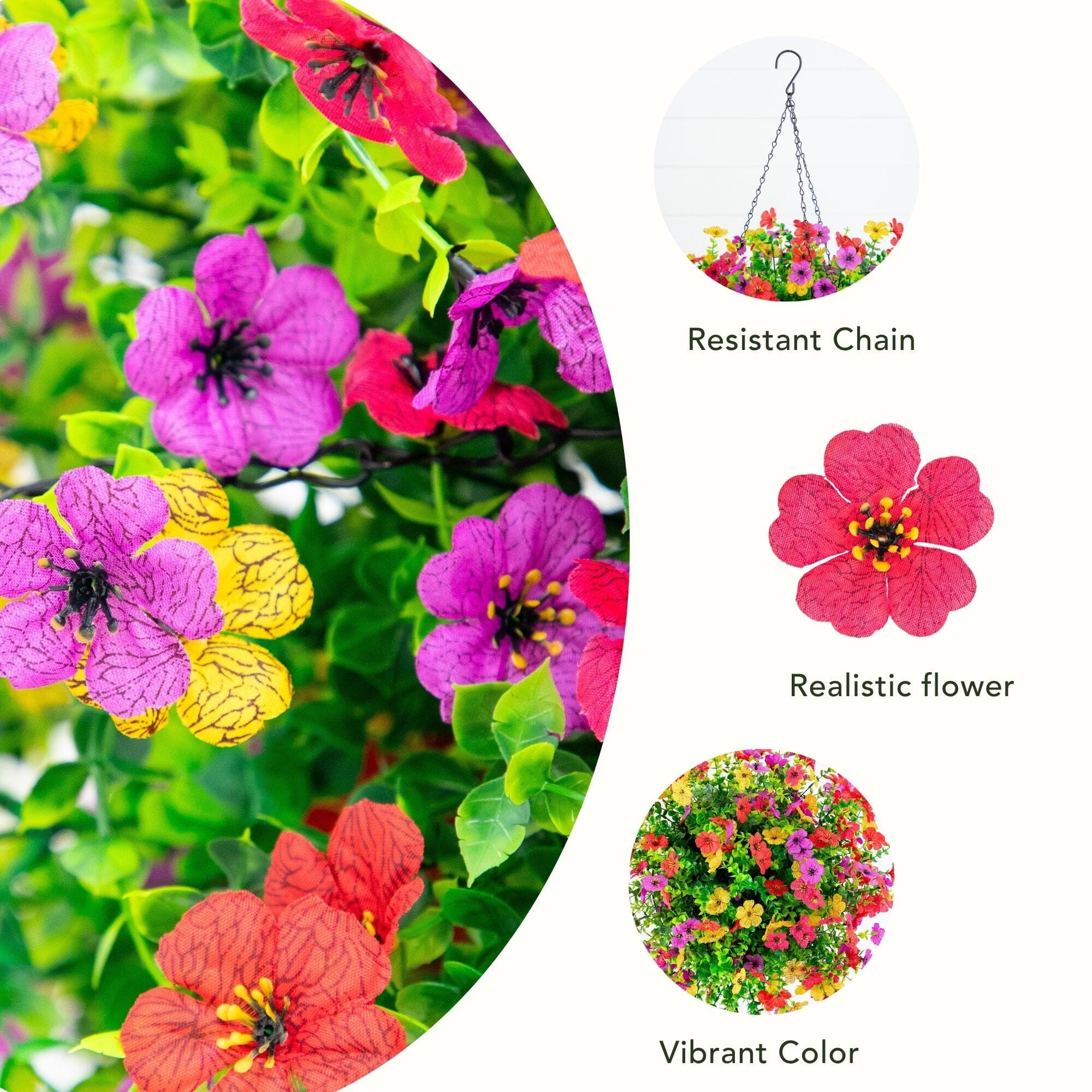 24" UV Resistant Artificial Daisy Hanging Basket DIY Kit (Indoor/Outdoor) - Set of 2